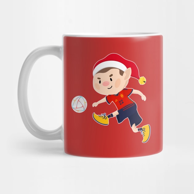 Spain football Christmas elf. Football World Cup soccer T-Shirt by abtchlr